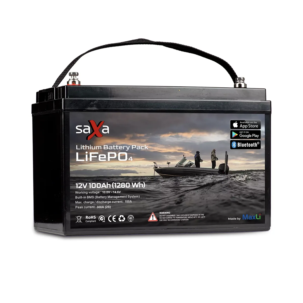 Saxa Lithium LiFePO4 by Maxli bluetooth-litiumbatteri