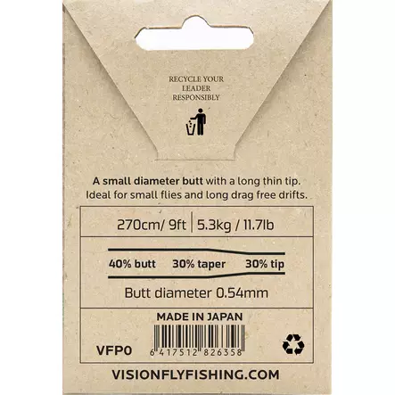 Vision Prisma Fluorocarbon Leader 9' - Taperade Fluorcarbon -tafsar - VPF0 - 2