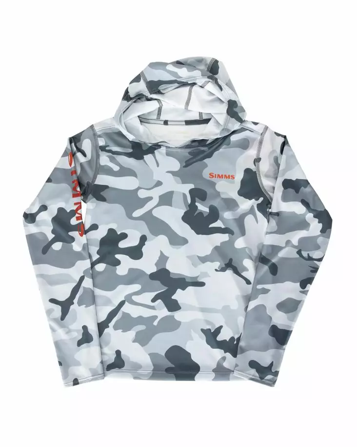 Simms Kid's Solar Tech Hoody Woodland Camo Steel - Huvtröjor - 694264567180 - 1