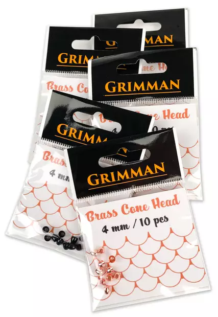 Grimman Brass Cone Head 4,0mm 10pcs - Coneheads och övriga huvud - 11808011 - 1