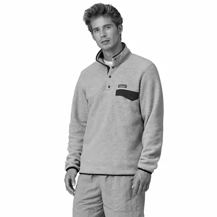 Patagonia M´s Lightweight Synch Snap-T Pullover Oatmeal Heather w/New Navy - Fleecetröjor - 199346618441 - 2