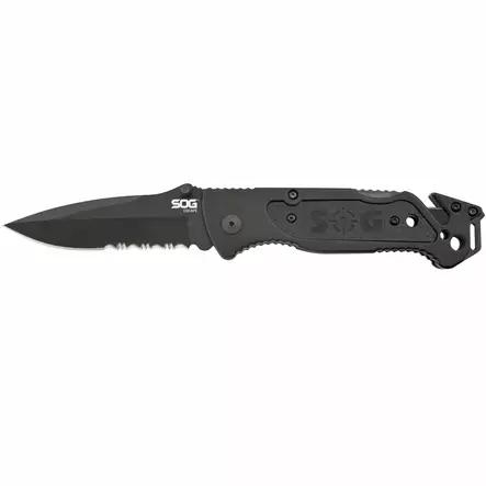 SOG Escape Clip Point Serrated Black - Fällknivar - 729857996631 - 2
