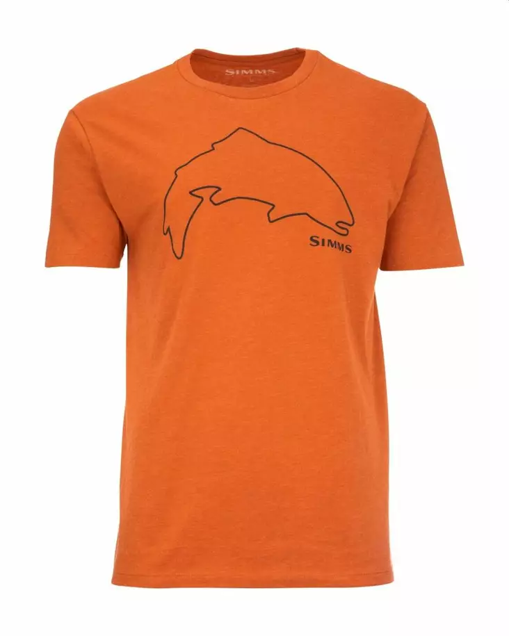 Simms Trout Outline T-Shirt Adobe Heather - T-shirts - 694264572481 - 3