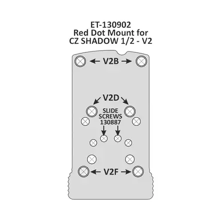 Eemann Tech Alu RDM Shadow V2 - Adapterplattor för pistolsikten - ET-130902 - 3