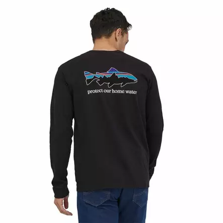 Patagonia M's L/S Home Water Trout Responsibili-Tee Black - T-shirts - 194187769932 - 2