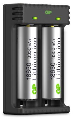 GP Lithium ion 18650 3350mAh akku+ laturi 2 akkua - Batterier och powerbanker - 4891199191152 - 1