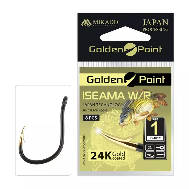 Mikado Golden Point Iseama with Ring 8 pcs - Öglekrokar & spadkrokar - 5900637616672 - 1
