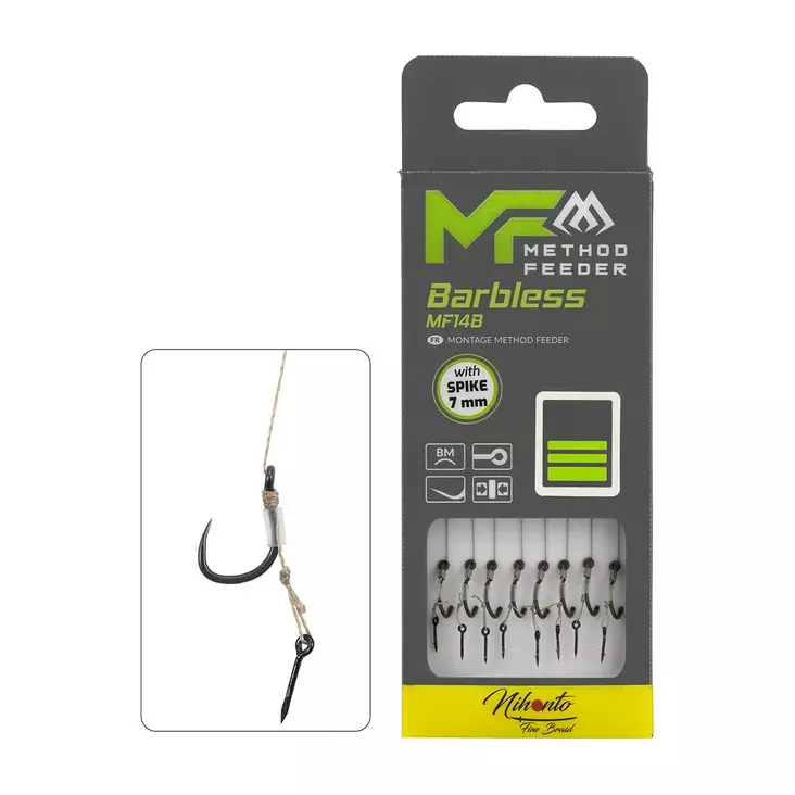 Mikado MF Rig MF14 Spike Barbless Braid 10cm - Färdigknutna krokar - 5900637120872 - 1
