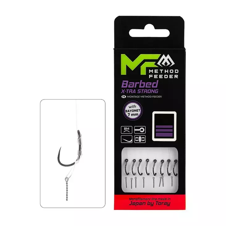 Mikado MF Rig X-Tra Strong Bayonet Barbed Mono 10cm - Färdigknutna krokar - 5900637161752 - 1