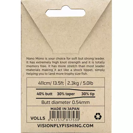 Vision Nano Mono Leader 13'6'' - Taperade Nylon -tafsar - 6417512817523 - 3