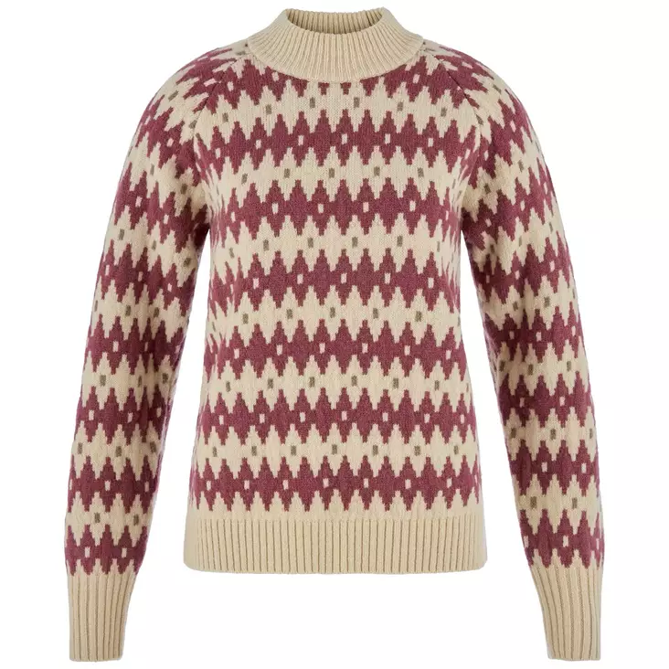 Fjällräven Jacquard Knit W Chalk White-True Red - Skjortor - 7323451213533 - 1