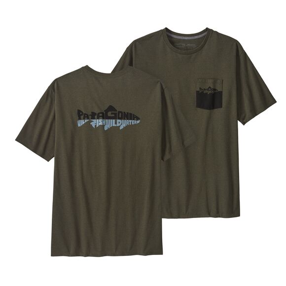 Patagonia M's Wild Waterline Pocket Responsibili-Tee Basin Green - T-shirts - 195699787933 - 1