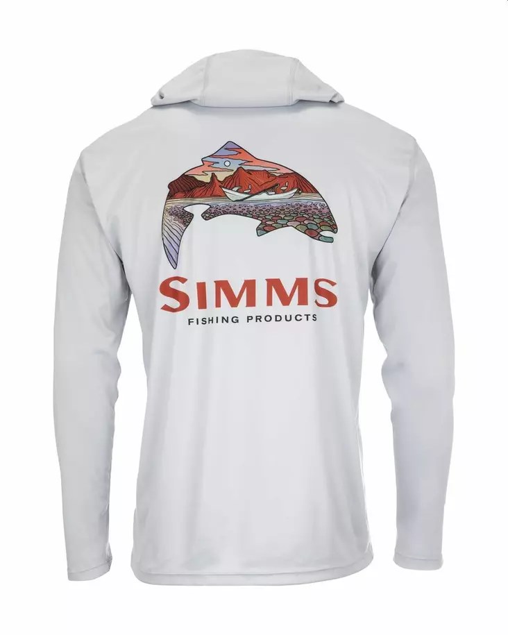 Simms Tech Hoody Artist Series Trout Logo Sterling - Skjortor - 694264562673 - 1
