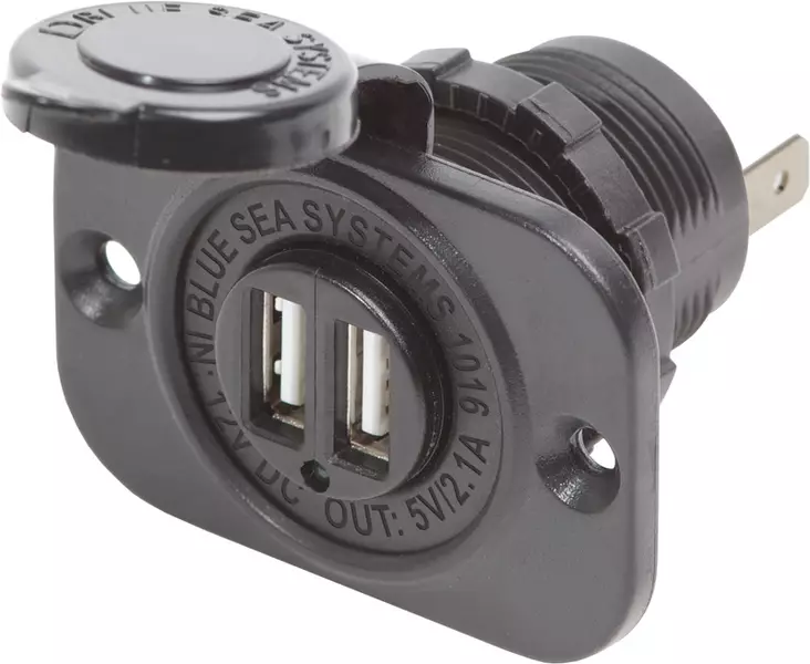 Blue Sea 2,1A Dual USB charger Black - Batteri och elektriska tillbehör - 632085010164 - 1