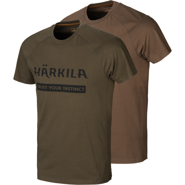 Härkila Logo T-Shirt 2-Pack Green/Brown - Jägartröjor - 16010505804 - 1