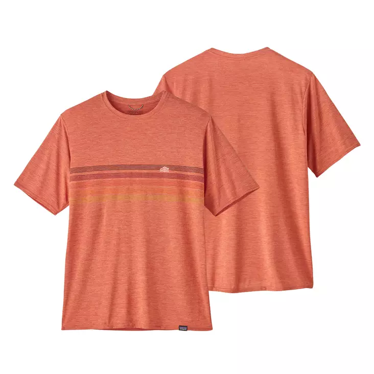 Patagonia M's Cap Cool Daily Graphic Shirt Line Logo Quartz Coral X-Dye - Skjortor - 195699396364 - 1
