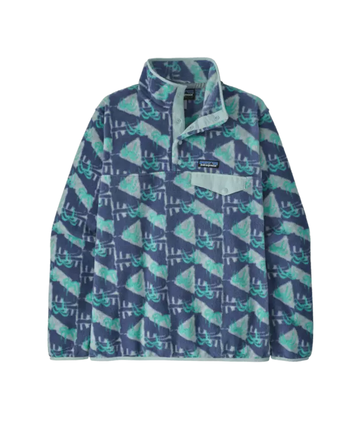 Patagonia W´s Lightweight Synchilla Snap T Pullover Jaguar Geo Blue Sage - Fleecetröjor - 198077631484 - 1