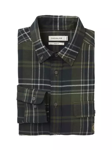 Chevalier Heron Flannel Shirt Men October Green Checked - Jägartröjor - 808491167895 - 2