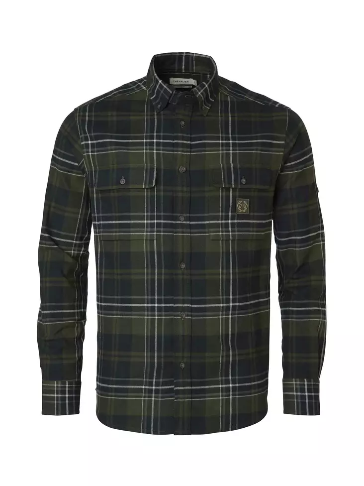 Chevalier Heron Flannel Shirt Men October Green Checked - Jägartröjor - 808491167895 - 1