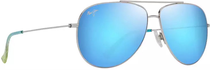 Maui Jim Hauoli XL - Shiny Silver Frame with Blue Hawaii Lens - Plastlinser - 603429080105 - 1