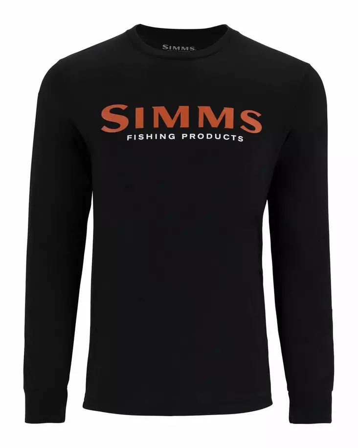 Simms Logo Shirt LS Jet Black - T-shirts herr - 694264656785 - 1
