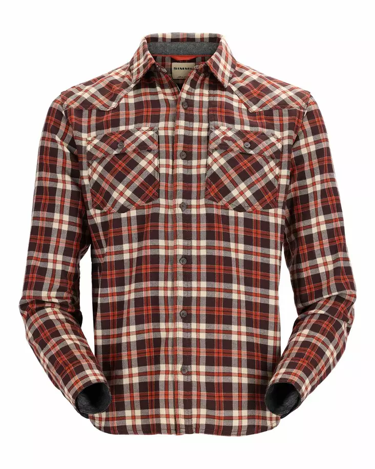 Simms Santee Flannel Mahogany/Tan Camp Plaid - Skjortor - 694264581575 - 1