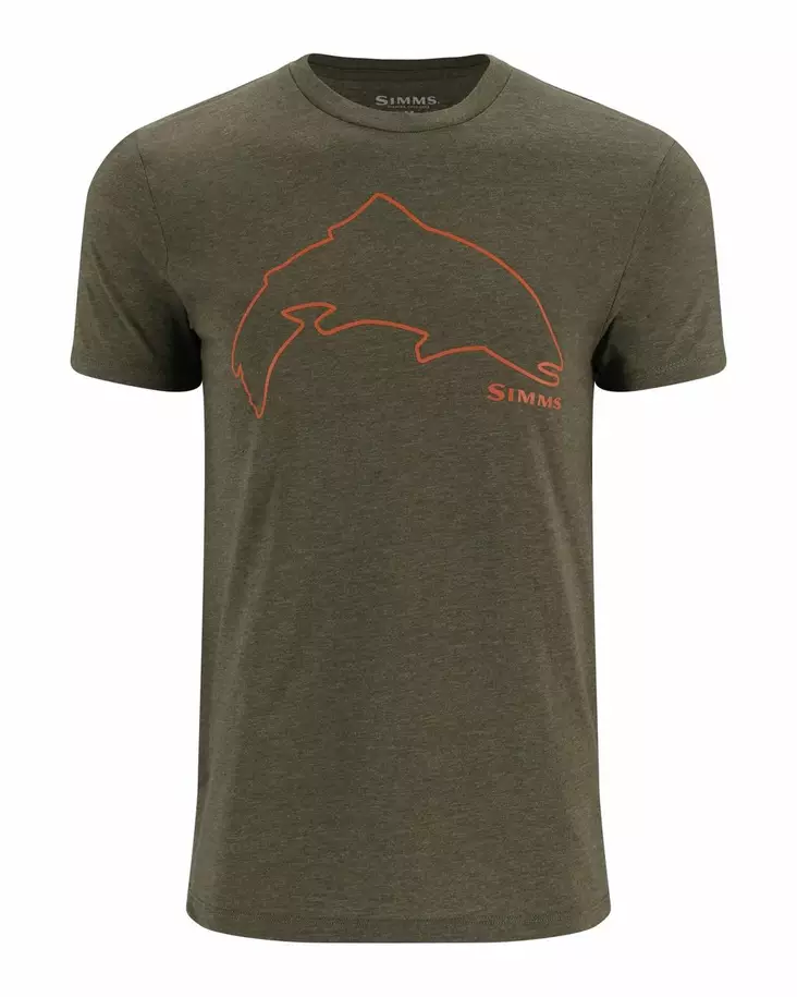 Simms Trout Outline T-Shirt Loden Heather - T-shirts herr - 694264655795 - 1