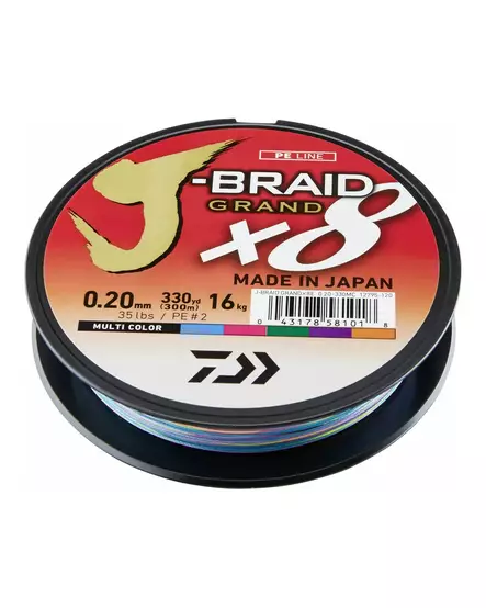 Daiwa J-Braid Grand X8 Multicolor 300m - Flätlinor - 043178581056 - 1