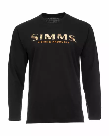 Simms Logo Shirt Long-Sleeve Black - T-shirts herr - 694264584446 - 1