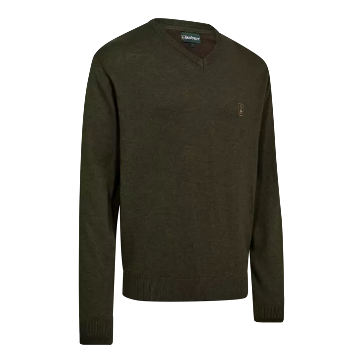 Deerhunter Harrington V-Neck Knit Forest Ember Melange - Jägartröjor - 5702827236246 - 1