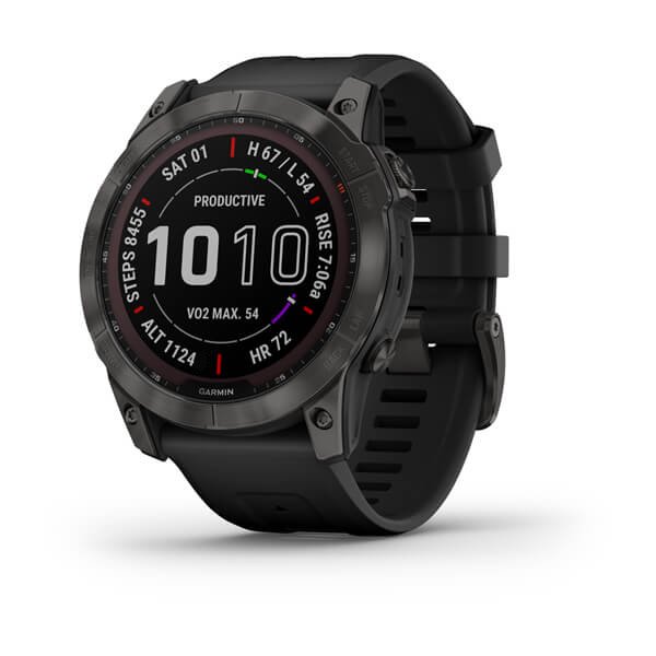Garmin Fenix 7X Sapphire Solar Carbon Grey DLC Titanium with Black Band - GPS-navigationsenheter och klockor - 0753759278236 - 1