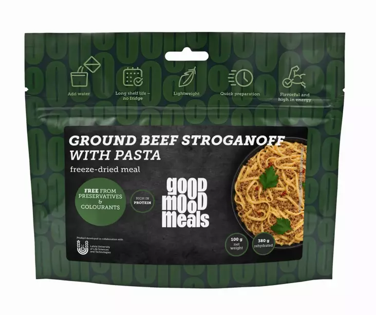 GoodMoodMeals Ground Beef Stroganoff with pasta - Campingmat - 4750296003716 - 2