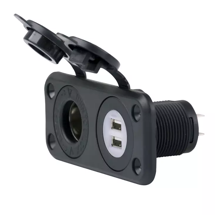 Marinco Dual USB Charger and 12V Receptacle - Batteri och elektriska tillbehör - 093344059896 - 1