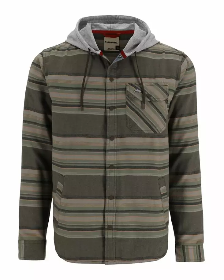 Simms Santee Flannel Hoody Hickory/Dolomite Blanket Stripe - Huvtröjor - 694264656396 - 2