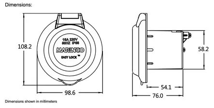 Marinco 16A 230V Inlet Contoured Exp. - Landström - 093344306327 - 2