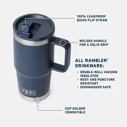 Yeti Rambler 20 OZ Travel Straw Mug Navy - Termosflaskor och -muggar - 888830503867 - 2