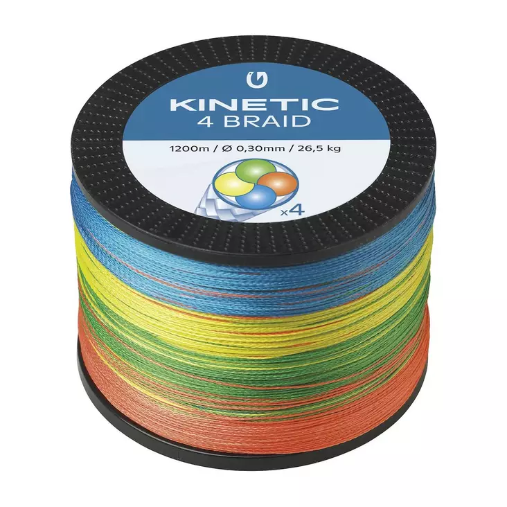 Kinetic 4-Braid Multicolour 1200m - Flätade linor för havsfiske - 5707461361507 - 1