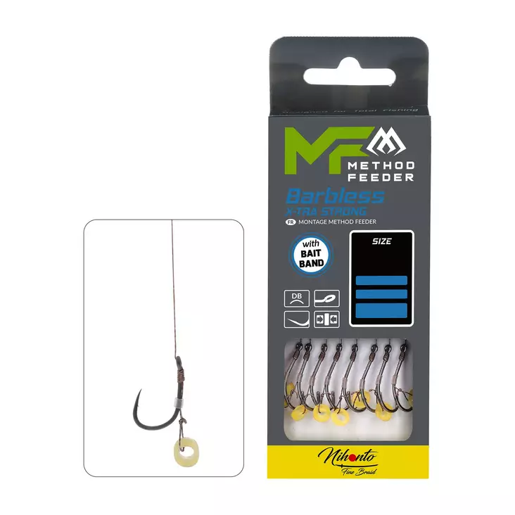 Mikado MF Rig Bait Band Barbless Braid 10cm - Färdigknutna krokar - 5900637114857 - 1