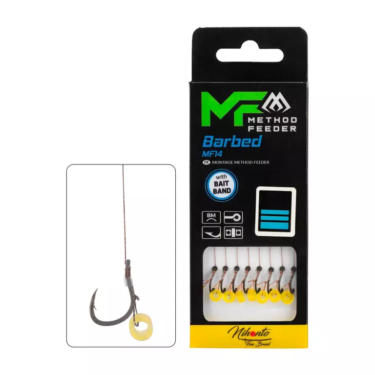 Mikado MF Rig MF14 Bait Band Barbed Braid 10cm - Färdigknutna krokar - 5900637121107 - 1