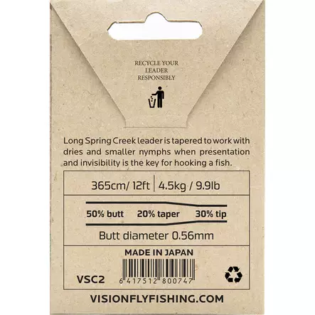 Vision Spring Creek Leader 12' - Taperade Nylon -tafsar - 6417512800778 - 4