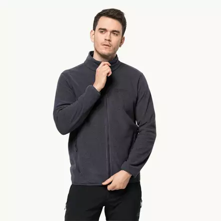 Jack Wolfskin Mens Skywind Full-Zip Jacket Ebony - Mellanjackor - 4064993552119 - 2