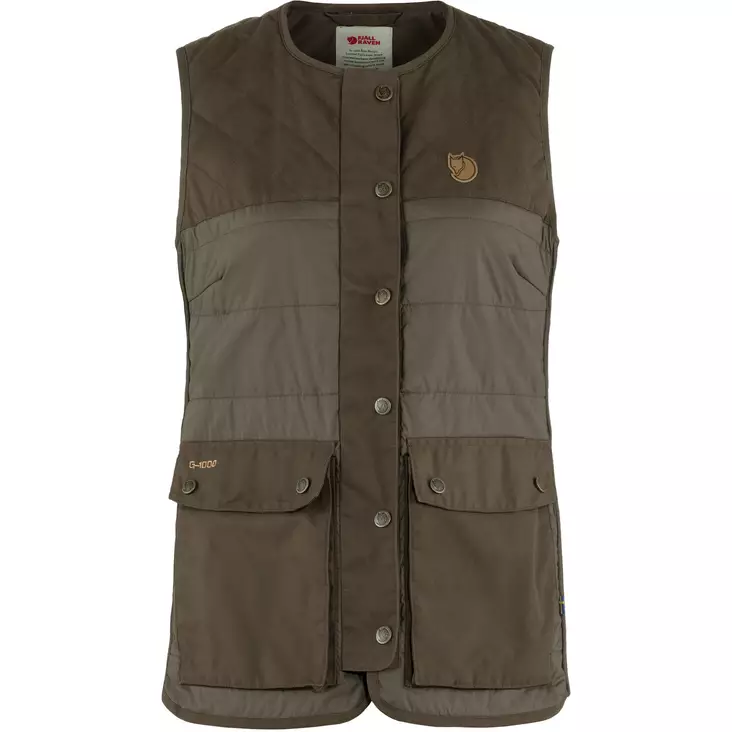 Fjällräven Womens Forest Wool Padded Vest Dark Olive - Damjaktjackor - 7323450788339 - 1
