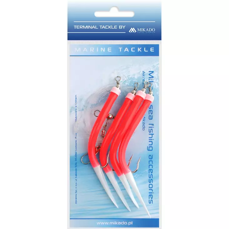 Mikado Gummi Makk Rig 3 Hooks Red - Riggar för bottenfiske & torsk - 5900637138389 - 1