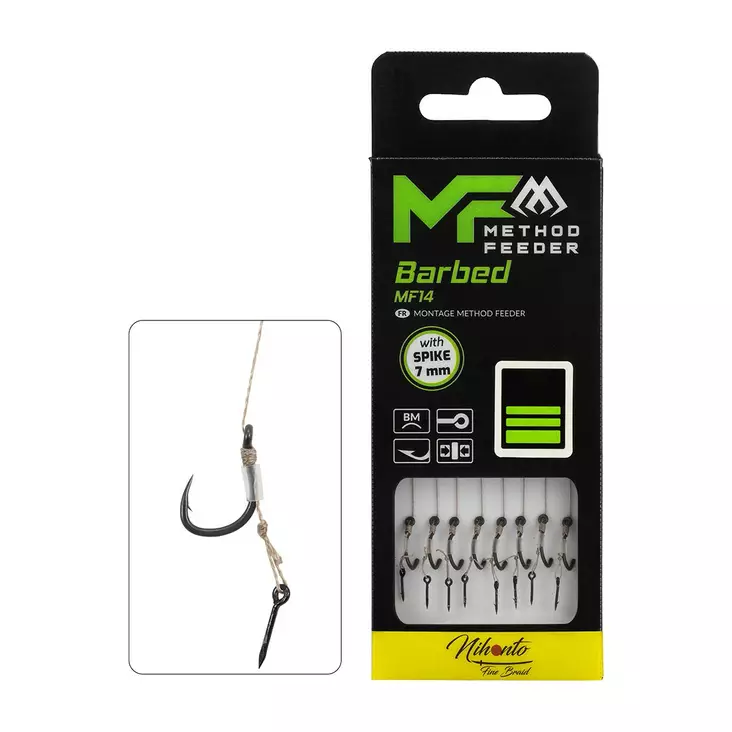 Mikado MF Rig MF14 Spike Barbed Braid 10cm - Färdigknutna krokar - 5900637121169 - 1