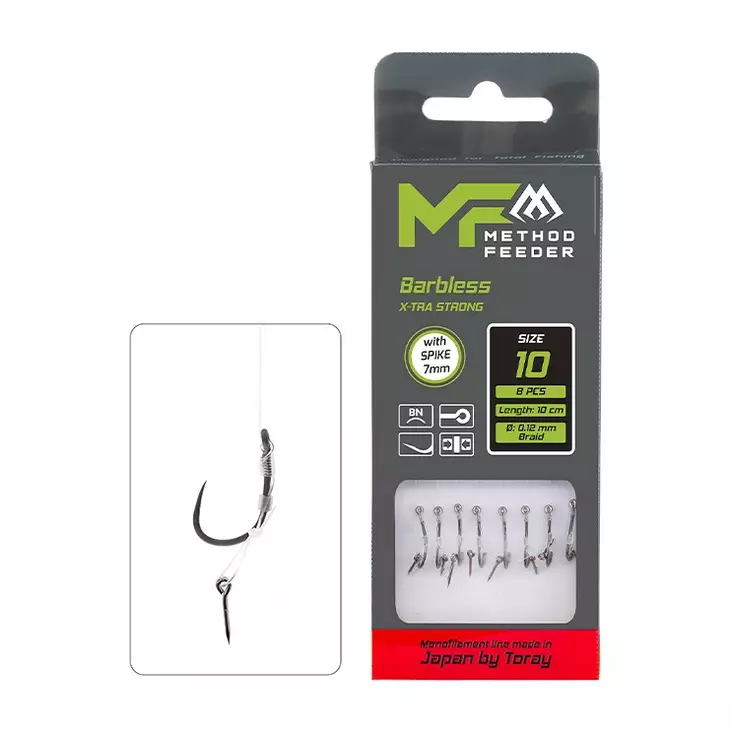 Mikado MF Rig X-Tra Strong Spike Barbless Mono 10cm - Färdigknutna krokar - 5900637161349 - 1