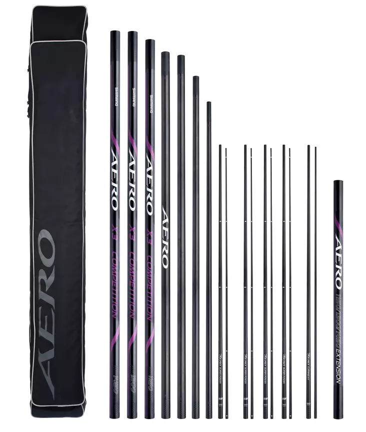 Shimano Aero X3 Pole Pack 14,50m 9pc + Kits + Extension - Metespön - 8717009876759 - 1